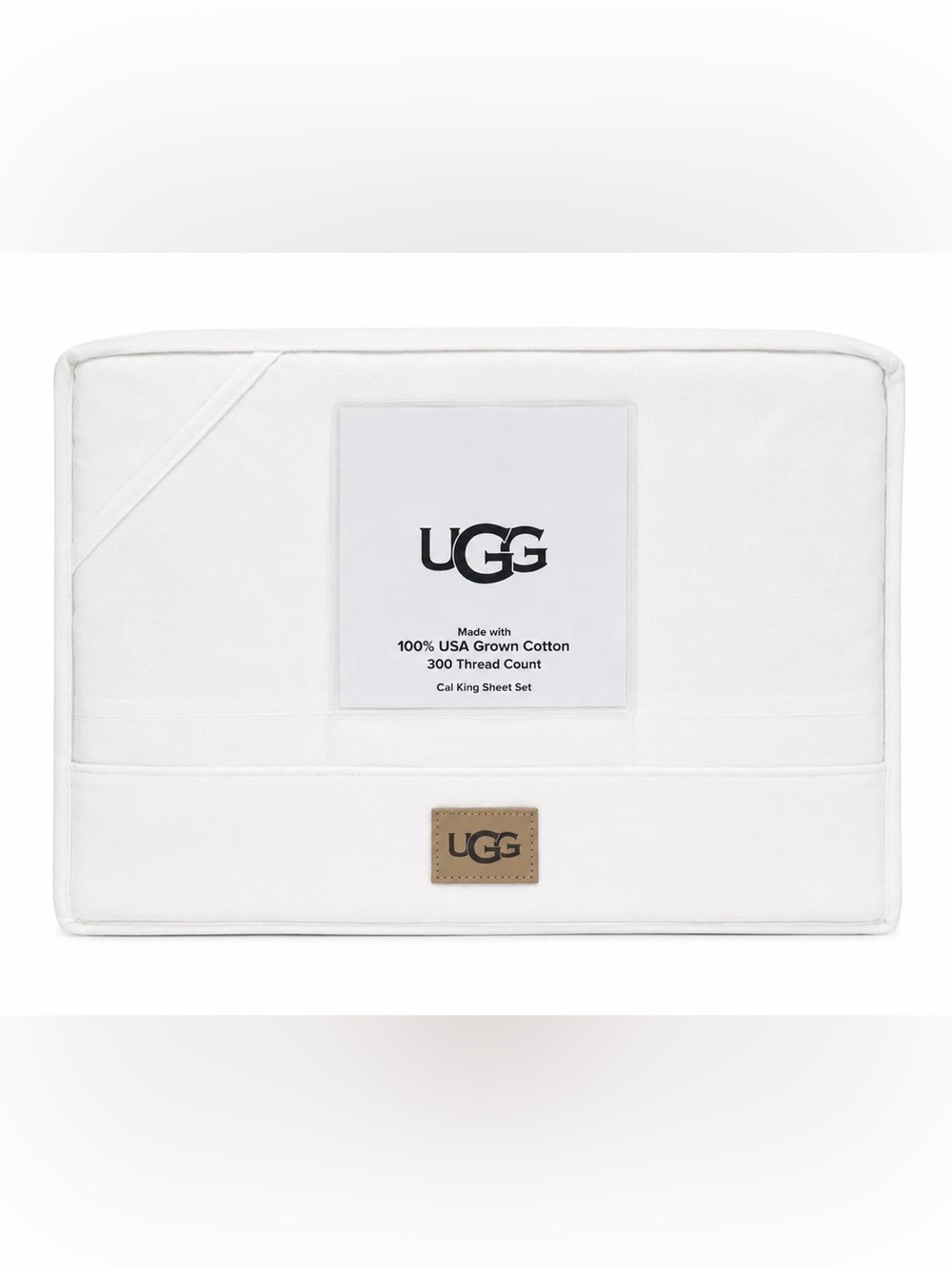 4 pc UGG Iona 300 TC Bright White 100% Cotton Cal King Sheet Set NEW